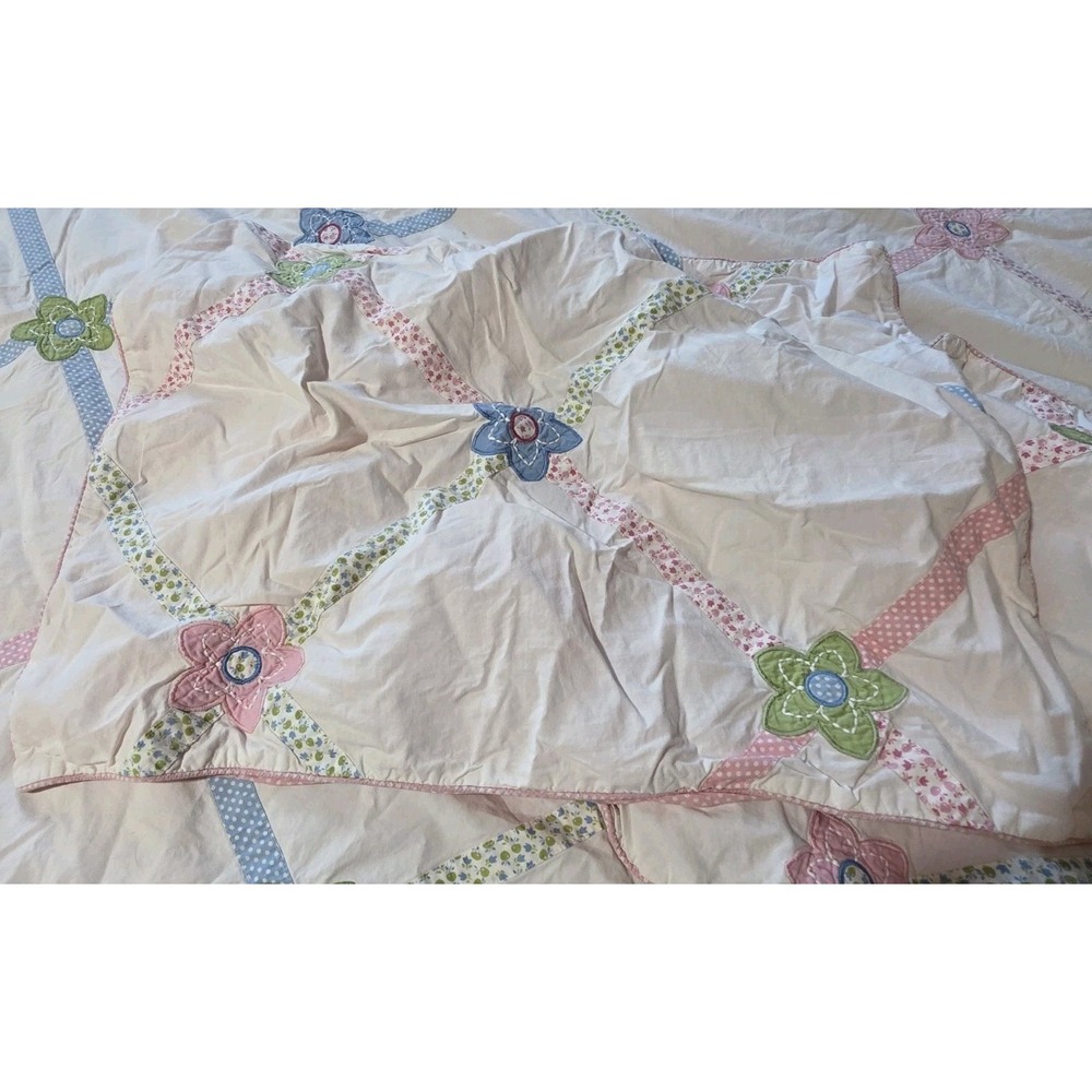 Pottery Barn Kids Lindsay Lattice Floral Pink Polka‎ Dot Pillow Sham Twin Bed